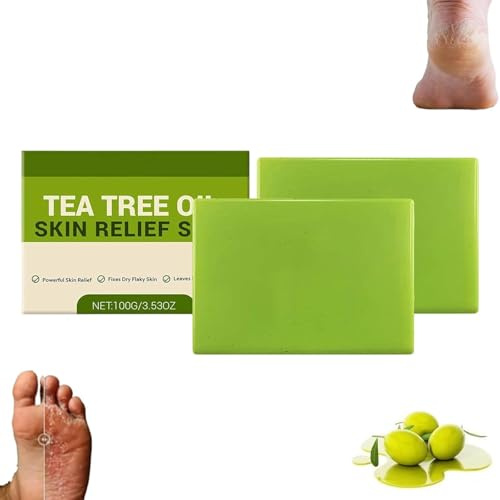 Loravey Teebaumölseife,Seifenstück mit Teebaumöl,Loravey Tea Tree Oil Soap,Tea Tree Body Wash,Natürliche Teebaumöl Seife für Gesicht und Körper,Sanftes Peeling,Entfernt Schmutz,Odor Control (2)