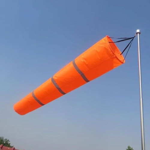 Complete Windsock Kit with Pole, Reflective Band Aviation Wind Sock, Outdoor Wind Direction Indicators, Oxford Fabric Wind Measurement Flag(Red,L-2m(6.6ft))