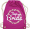 Turnbeutel Rucksack - JGA Junggesellenabschied Frauen - Team Bride Blumenkranz I Bride Crew - Unisize - Fuchsia - utensilien junggesellinnenabschied brauttaschen bachelorette party bridemaid beutel