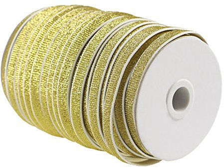maDDma 5m edles Glitzer-Gummiband 10mm Gummiband mit Glitzer, Farbwahl, Farbe:Gold