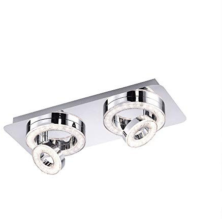 LeuchtenDirekt, LED-Deckenleuchte, 40x40, 4-flammig, dreh- und schwenkbare Spots, Deckenlampe, warmweiss, 3000 Kelvin, quadratisch, Chromfarben, IP 20