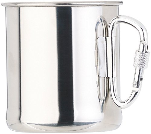 Semptec Urban Survival Technology Tazza in acciaio inossidabile: Tazza leggera in acciaio inossidabile con impugnatura pieghevole a moschettone, 250 ml (Tazza acciaio inossidabile)