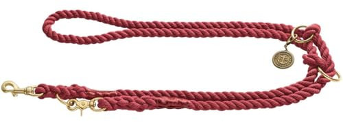 HUNTER LIST Verstellbare Führleine, Seil, Messing-Karabiner, maritim, 0, 8 x 200 cm, bordeaux