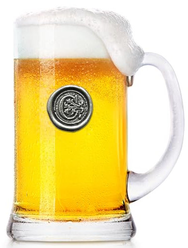 English Pewter Company 1 Pint Monogram Initial Beer Mug Glass Tankard - Personalized with Your Choice of Initial (C) [MON003]