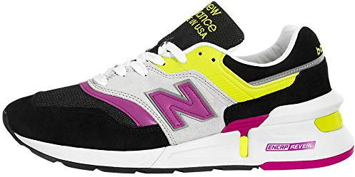 NEW BALANCE - New Balance 997 Made in USA Sportstyle Jaune Fluo et Rose avec des Baskets en Daim Noires et Blanches - B07VDCHXRK - Tailles 41.5 EU