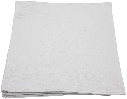 Ilkadim 8 Stück Waschlappen 100% Baumwolle, 30x30cm, einfarbig mit eingewebtem Blüten - Motiv (weiß)