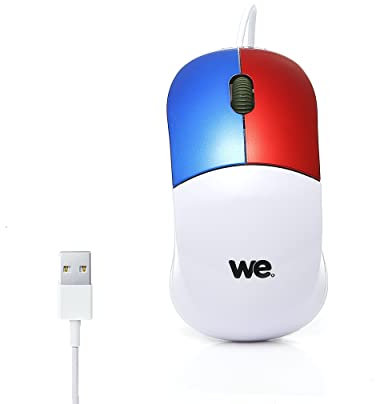 WE WeKids Souris pour Enfant Filaire Optique Haute Précision 3 Boutons 1800 Souris Ergonomique pour Windows 7/8/10/X, Vista/Linux/Mac Ordinateur Portable/Bureau Câble 1.5M - Blanc