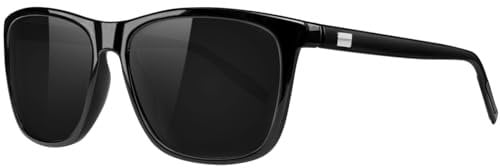 KANASTAL Neri Occhiali da Sole da Uomo Polarizzati Scuri Molla Donna Quadrati UV400 Molla Vintage Classici Retrò Eleganti Black Sunglasses Men per Guida Pesca -Nero Lucidi