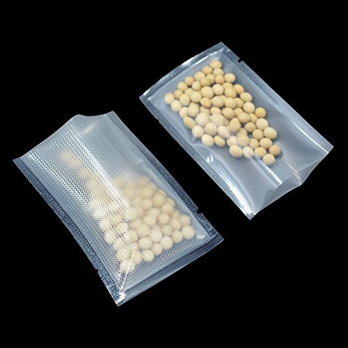 WACCOMT Pack 100 Stücke Poly Plastik Verpacken Taschen Öffnen Sie Oberseite Heißsiegel Vakuum Beutel Nylon Kunststoff Lebensmittel Speicherung Verpackung 10x15cm (3.9x5.9 inch)