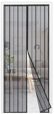 Sekey 90x215 cm Zanzariera Magnetica per Porta, anti Insetti, per Legno, Ferro, Porte in Alluminio, Facile da Installare, Non è Necessario Praticare Fori, Apertura e Chiusura Silenziosa, Nero
