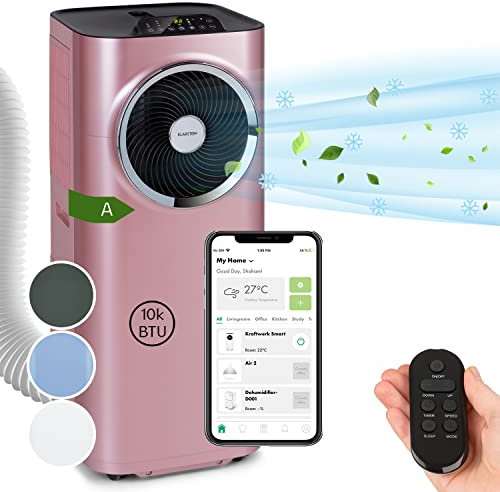 Klarstein Mini Climatiseur Mobile Silencieux, Portable 5 en 1, Purificateur et Elimination des Odeurs, Mode Nuit, Déshumidificateur d'Air, Faible Conso, 10K BTU