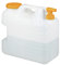 relaxdays Bidon d’Eau avec Robinet, 20 litres, Plastique sans BPA, Couvercle, poignée, réservoir, Blanc/Orange, 37 x 19.5 x 36.5 cm