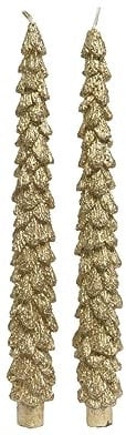 Selezione Varzi set 2 candele albero natale oro glitter 26 cm