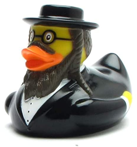 Duckshop I Badeente Rabbi I Quietscheentchen I Quietscheente - L: 8 cm I Geschenk für Gläubige I Präsent Sammler