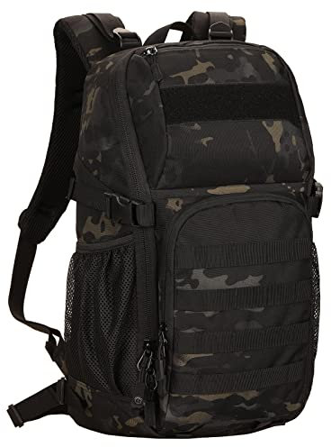 HUNTVP Militär Rucksack 25L Bundeswehr Rucksack Herren Taktischer Angelrucksack Wasserdicht Miltec MOLLE Tactical Backpack für Herren Damen Sport Radfahren Outdoor Camping, Camo