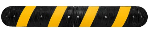 Sleeping Policeman - 2210mm Black/Yellow Rubber Section with 2 Cable Channels (With End Pieces)