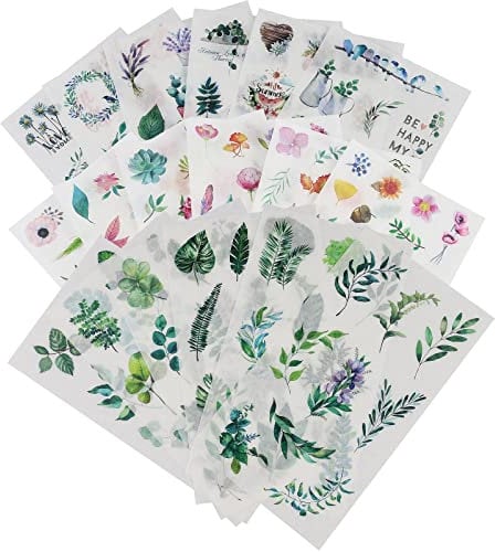 Create idea 6 Sets Grünpflanzen Blumen Aufkleber Dekorative Abziehbilder für Scrapbooking Kalender Fotoalbum Kinder DIY Kunsthandwerk
