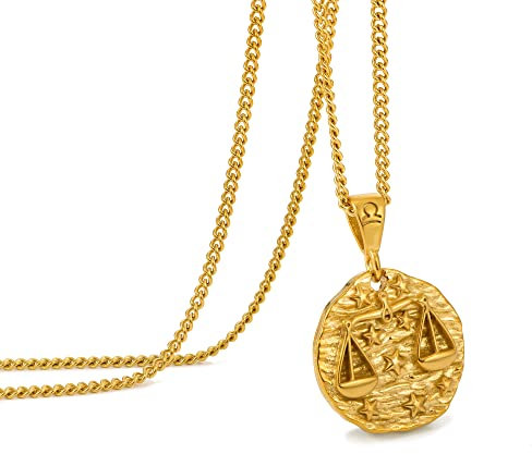 Speroto kette herren, halskette kette, sternzeichen kette, sternzeichen anhänger, edelstahl kette, geschenk herren(Waage,gold)
