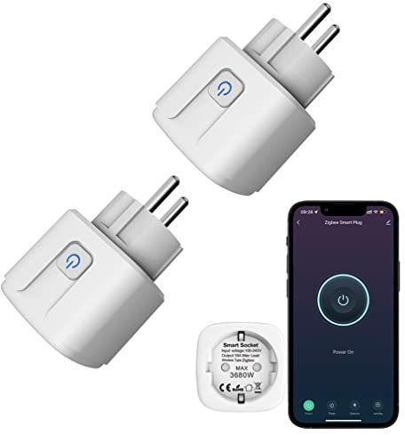 Smart Plug Zigbee Smart Outlet:presa intelligente con timer e funzione conto alla rovescia, app Tuya e controllo vocale,monitor di energia, hub ZigBee,Smart Switch funziona con Alexa (Zigbee -2)