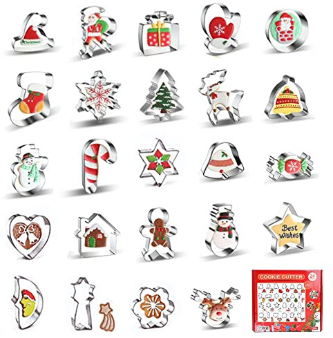24 Stile Austecherformen Weihnachten Keksausstecher Edelstahl Ausstechform | Großere Plätzchenformen,Plätzchenformen DIY