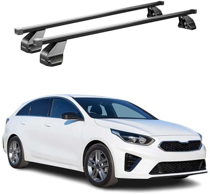 OMAC Menabo Dachträger für Kia Proceed 2019-2026 Stahl Schwarz | DIN 75302:2019 & ISO/PAS 11154:2006 geprüft, Abschließbar, City-Crash-getestet, bis 75 kg Traglast, Querträger, Grundträger