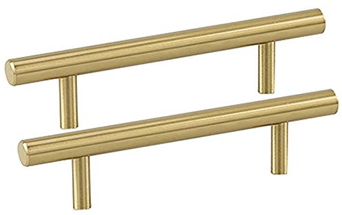 Schrankgriffe Zugknöpfe,2 Stück Schranktürgriffe Küchenschrankgriffe, moderne Griffe aus gebürstetem goldenem Messingmaterial, T-Stange for Schlafzimmermöbel, Schubladen-Hardware-Zubehör (Gesamtlänge