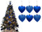 6pc Large Glitter & Matte Heart Baubles - Great Christmas Tree Decorations, Heart Baubles (Royal Blue)
