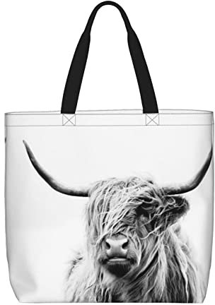 Aseelo Portrait Of A Highland Cow Handtasche Schultertasche Frauen Hobo Top Griff Einkaufen Crossbody Tasche Casual Multifunktionstasche für Damen, porträt von einem Highland Kuh, Einheitsgröße