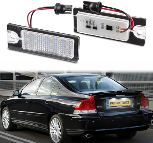 POPMOTORZ LED Kennzeichenbeleuchtung, 2 Stücke Nummernschildbeleuchtung 2835 SMD mit CanBus Fehlerfrei Weiß Einfache Installation für V-olvo V70 II XC70 II S60 S80 XC90