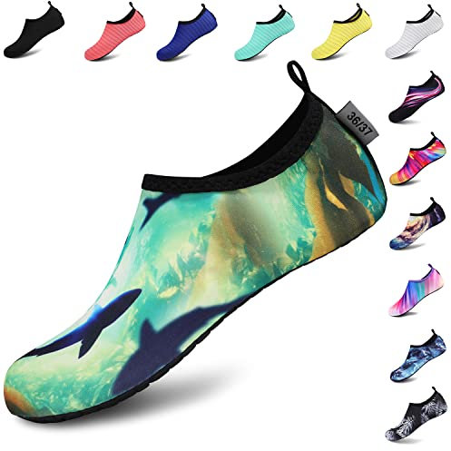 VIFUUR Unisex Aqua Schuhe Schnelltrockend Wasserschuhe Breathable Schwimmschuhe for Damen Herren Ozean 42/43 EU