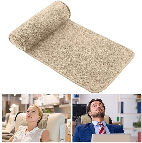 Neck Pillow for Recliner Head Pillow Adjustable Plush Pillow Neck Roll Non Slip Fleece Couch Neck Head support Pillow for Travel Home Recliner Sofa Armchair (Light Camel)