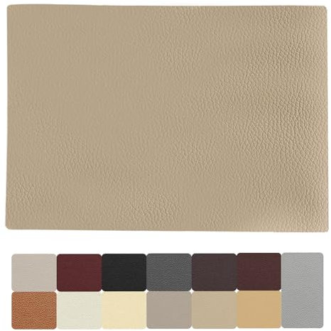 Leder Patch Selbstklebend, Reparatur Set für Kunstleder, Lederfolie Flicken für Möbel, Sofa, Autositze, Taschen (20x30cm, Khaki)