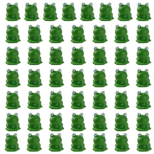MAXQUU 50 figuras de ranas verdes, ranas pequeñas, ranas de resina, miniranas, mini estatuas de rana de resina, decoraciones de jardín de ranas pequeñas