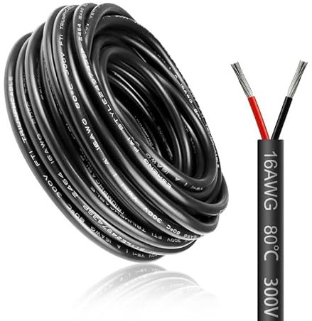 5 Meter 16AWG 2x1,5mm² Elektrischer Draht, 2 Adrig Kabel 5V/12V/24V Stromkabel Verzinntes Kupferkabel,Flexibel und Weich Niedrige Impedanz Hohe Temperaturbeständigkeit Verlängerungskabel