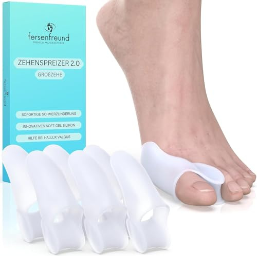 FERSENFREUND© Premium Hallux Valgus Korrektur 6er - NEUHEIT 2024 - Zehenspreizer aus Silikon für Tag & Nacht Hallux-Valgus Bandage Ballenzehen Ballenkorrektur Set Schiene Toe Separator Zehenkorrektur