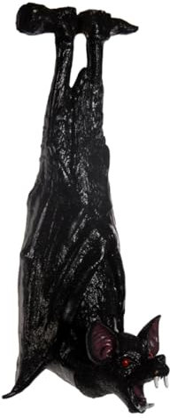Horror-Shop Schwarze herunterhängende Fledermaus mit Vampirzähnen 47 cm