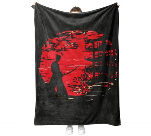 Japanische Kuscheldecke Flanell Decke Japanische-Muster Fleecedecke Flauschig Weich und Warme, Japanischen Stil Wohndecke Sofadecke Couchdecke Für Teens Erwachsene. (Style A, 130x150cm)