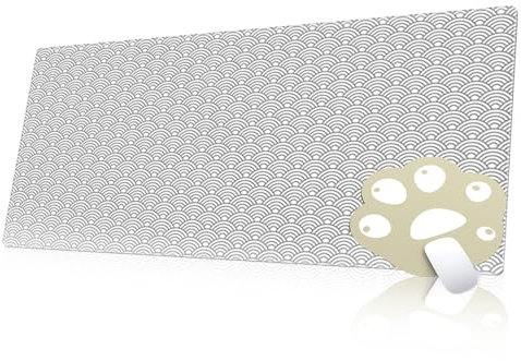 FAIRYGATE Tastatur Unterlage Schreibtisch Tischuntersetzer XXL Mauspad 900 x 400 mm Mousepad Tischunterlage Large Size Groß Abwaschbar für Maus Tastatur Weiß für Gaming Arbeit Büro Zuhause B6805-L