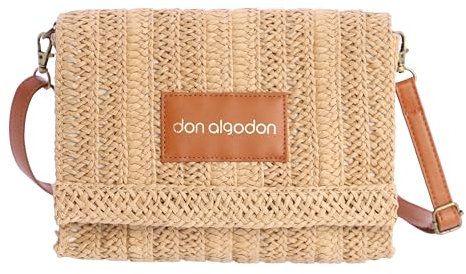 Don Algodon – Pochette Femme en Paille - Sac paille – sac de plage femme Fait Main – sac à main femme ete - sac boheme - beach bag - sac cabas en raphia - Oporto