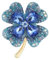 Wekuw Trèfle à Quatre Feuilles Broche, Broche en Strass Broche en Cristal Broche Femme Broche Vetement Alliage Pins Vintage pour Fixation de Pull, Châles et Robes(Bleu)