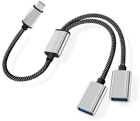 talNite USB C Male to Dual USB Female Adapter Cable 0.3M, Thunderbolt 3 Compatible USB 2.0 Type A OTG Splitter for iPhone 15, MacBook, iPad Pro, Galaxy S23 S24