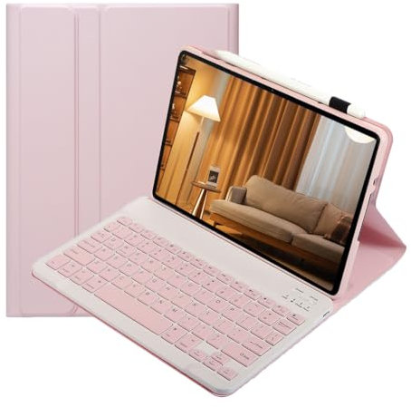 Leleyo Cover tastiera per Lenovo Tab P11 / Lenovo P11 Plus 11.0 pollici Custodia tastiera wireless magnetica rimovibile per Lenovo Tab P11 / Lenovo P11 Plus (Rosa)