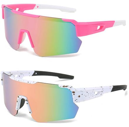 MUSELK 2 PCS Sport Sonnenbrille Herren Damen Fahrradbrille Sunglasses Polarisierte Sonnenbrille für Outdooraktivitäten MTB Rennrad Radfahren Biking Ski mit UV400