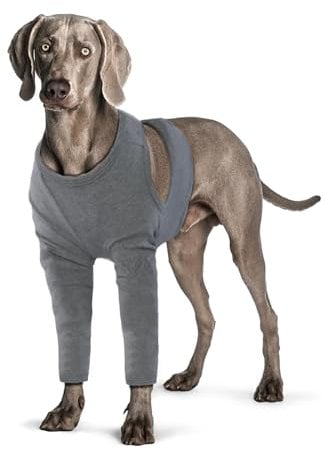 Yoolhamy Dog Leg Recovery Sleeve, Dog Front Leg Elbow Protector, Dog Recovery Suit After Surgical Wound Protector to Prevent Licking Bite Cone Collars Alternative (Grey, 3XL)