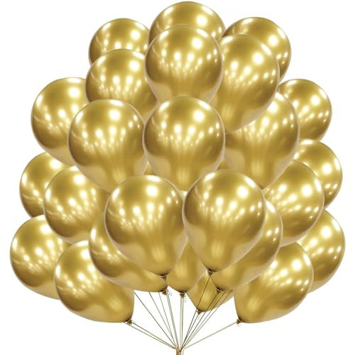 KOBOKO Metallic Luftballons Gold, 50 Stück 12 Zoll Golden Luftballons Metallic, Helium Ballons Gold Hochzeitsdeko, Ballon Geburtstagsdeko Gold, Ballons Golden für Geburtstag Hochzeit Neujahr Deko