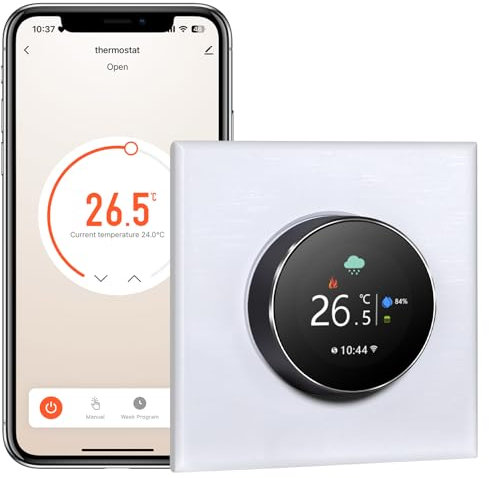 MVAVA Thermostat für Wasser Fußbodenheizung, Smart Zigbee Thermostat kompatibel mit Alexa und Google Assistant, Raumthermostat Kompatibel mit Tuya Smart Life App Fernbedienung, Schwarz
