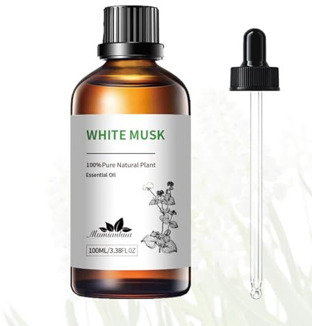 Mumianhua Pure Musk Essential Oil - Therapeutic Grade White Musk Fragrance Oil for Diffuser, Skin, Body, Perfume, Soap, Candles Making, Women, Men 100ml