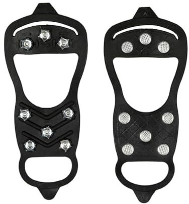 CPJJ 2PCS Ramponi per Scarponi Antiscivolo con 8 Punte in Acciaio,ramponi per scarponi ramponcini camp ramponcini per scarponi trekking ramponi da ghiaccio città, Taglia L