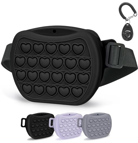 Adiwo Wasserdichte Leckerlitasche für Hunde, Magnetisch Praktische Gassi Tasche Hund für das Hundetraining mit Trainingsklicker, Robuster Futterbeutel Hunde, Silikon Futterbeutel Hundetraining,Schwarz