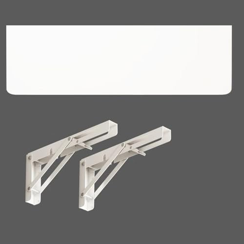 CFLNHMSY Rustikales, Faltbares, Schwebendes Regal, Wandregal, Ausstellungsregal, Lagerregal, 90° Klappbar, Stark Belastbar, Platzsparend(White,80x24cm)